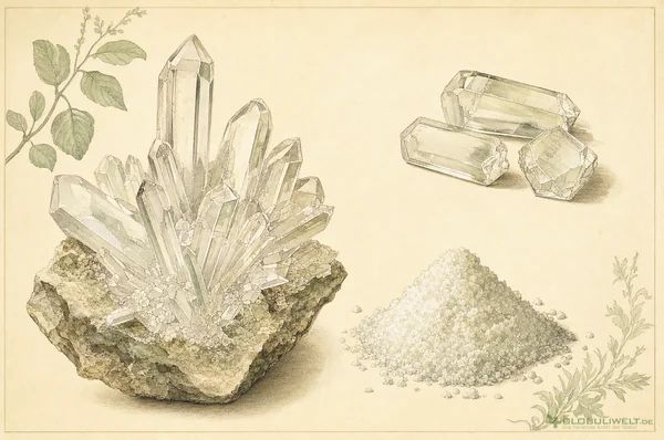 Botanische Illustration von Acidum sulfuricum (Schwefelsäure) – Ausgangssubstanz der homöopathischen Globuli