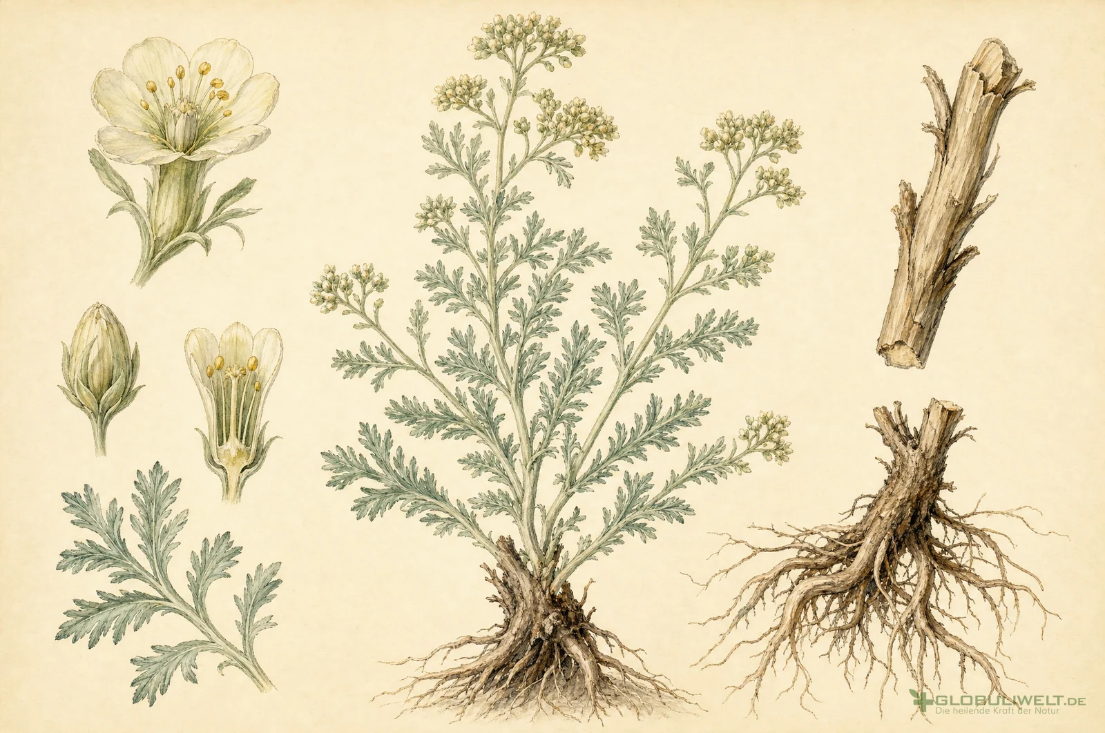 Botanische Illustration von Ambra grisea (Ambra) – Ausgangssubstanz der homöopathischen Globuli