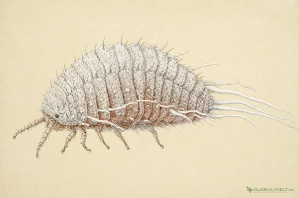 Naturhistorische Illustration von Coccus cacti (Kaktuslaus) – Ausgangssubstanz der homöopathischen Globuli