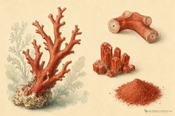 Botanische Illustration von Corallium rubrum (Rote Koralle) – Ausgangssubstanz der homöopathischen Globuli