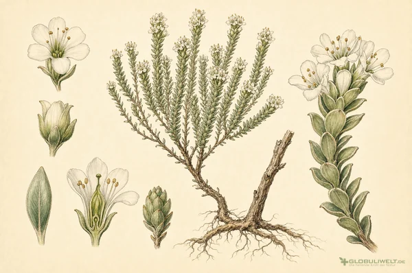Botanische Illustration von Fabiana imbricata (Pichi-Pichi) (Pichi-Pichi) – Ausgangssubstanz der homöopathischen Globuli