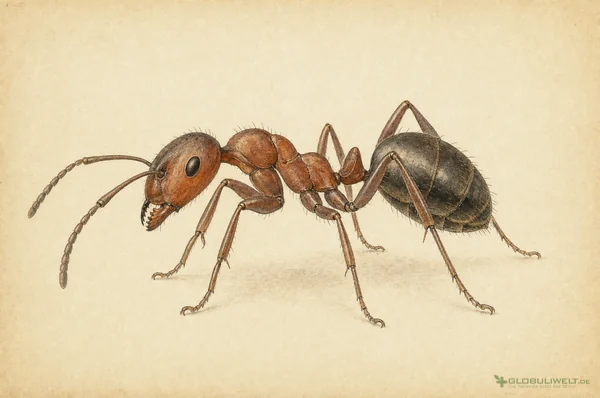 Naturhistorische Illustration von Formica rufa (Rote Waldameise) – Ausgangssubstanz der homöopathischen Globuli