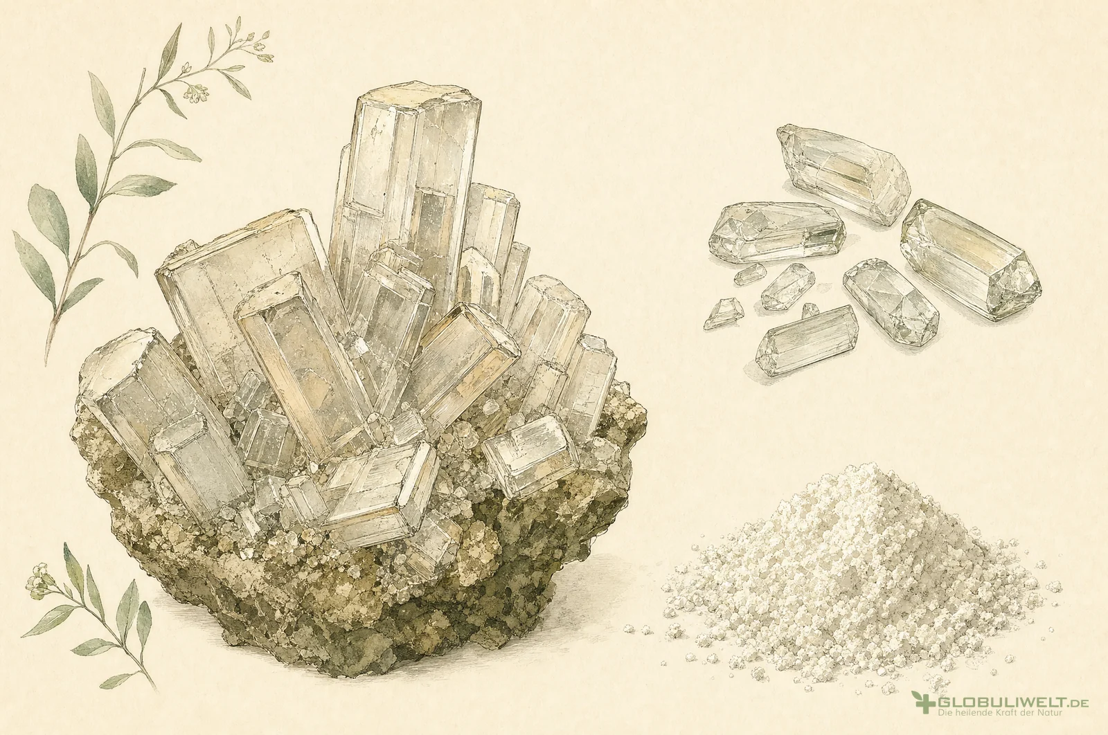 Botanische Illustration von Glonoinum (Nitroglycerin) – Ausgangssubstanz der homöopathischen Globuli