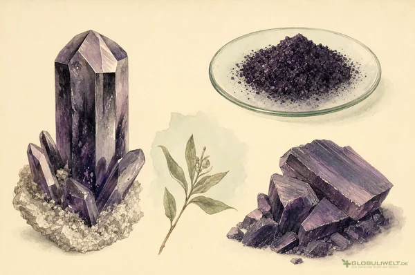 Mineralogische Illustration von Iodiumpurum (Jod) – Ausgangssubstanz der homöopathischen Globuli