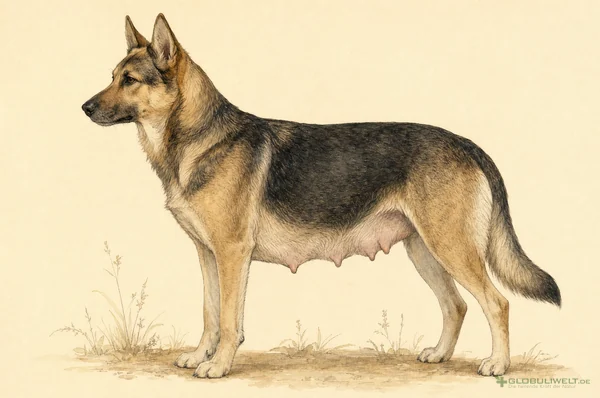 Naturhistorische Illustration von Lac Caninum (Hundemilch) (Hundemilch) – Ausgangssubstanz der homöopathischen Globuli