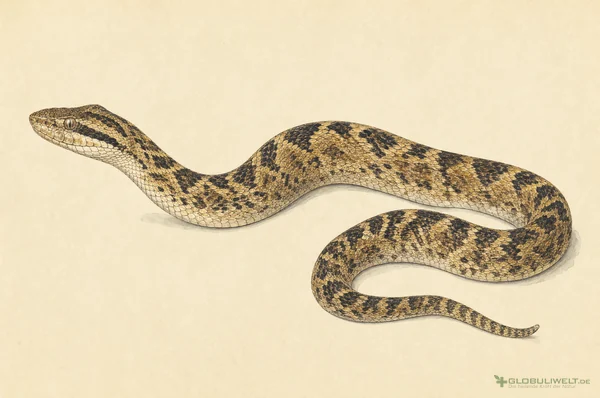 Naturhistorische Illustration von Lachesis – Ausgangssubstanz der homöopathischen Globuli