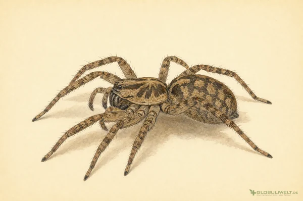 Naturhistorische Illustration von Lycosa Tarentula (Wolfsspinne) (Wolfsspinne (Spanische Tarantel)) – Ausgangssubstanz der homöopathischen Globuli