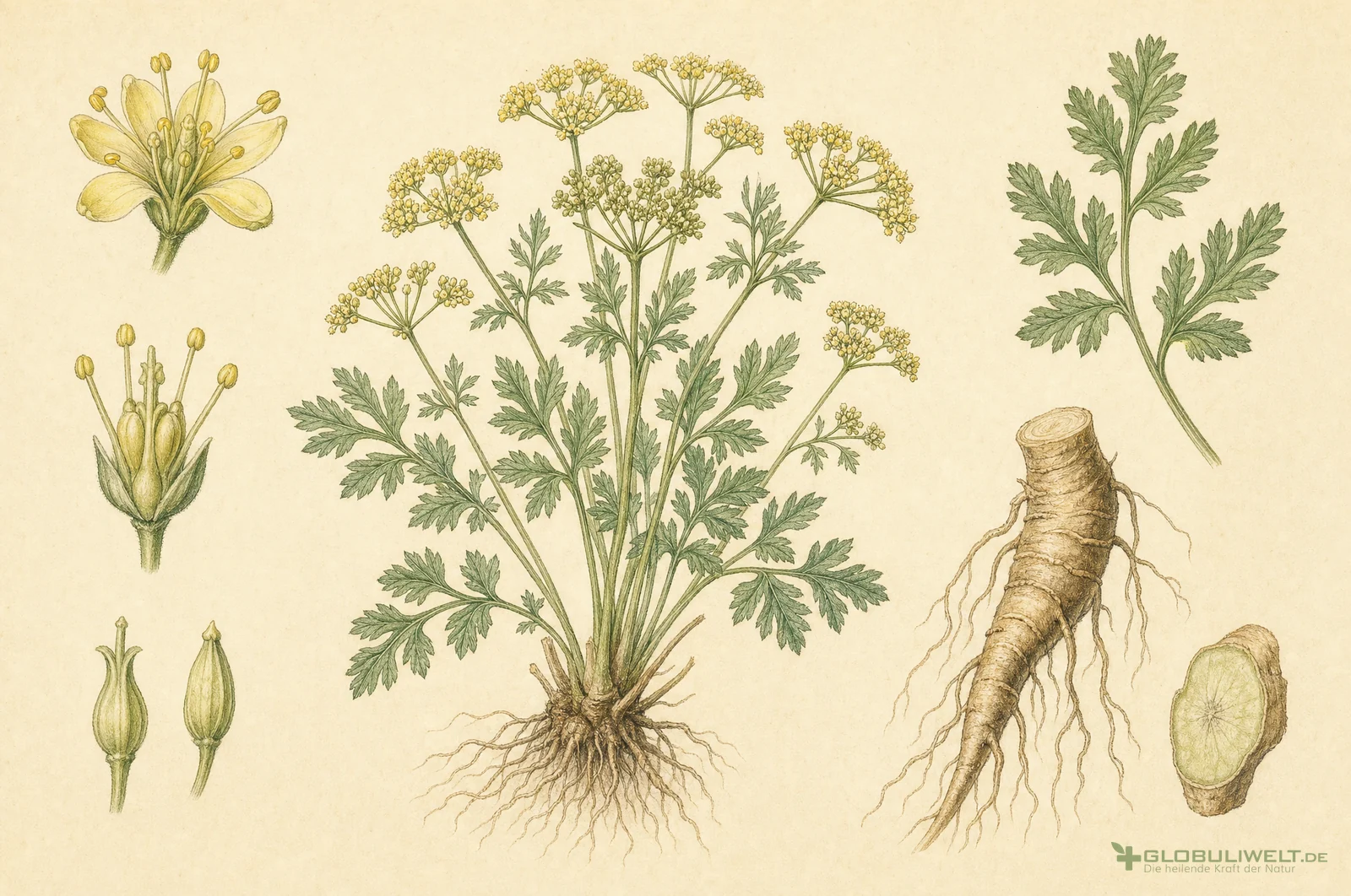 Botanische Illustration von Marum Verum (Katzengemander) (Katzengamander) – Ausgangssubstanz der homöopathischen Globuli