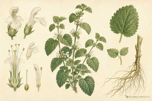 Botanische Illustration von Melissa officinalis (Zitronenmelisse) – Ausgangssubstanz der homöopathischen Globuli