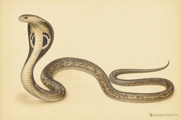 Naturhistorische Illustration von Naja tripudians (Brillenschlange) – Ausgangssubstanz der homöopathischen Globuli