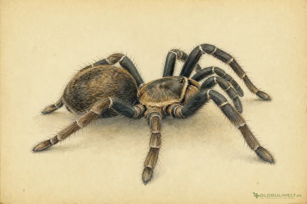 Naturhistorische Illustration von Tarantula hispanica (Spanische Tarantel) – Ausgangssubstanz der homöopathischen Globuli