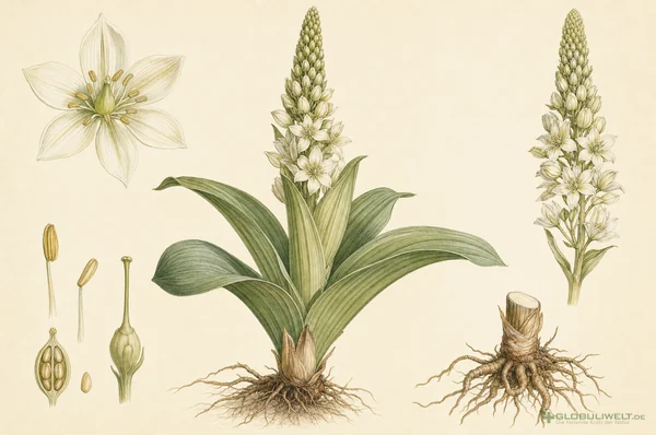 Botanische Illustration von Veratrum Album (weißer Germer) (Weißer Germer) – Ausgangssubstanz der homöopathischen Globuli