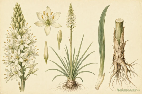 Botanische Illustration von Xerophyllum (Bärengras) (Bärengras) – Ausgangssubstanz der homöopathischen Globuli